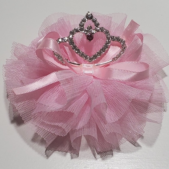 Rhinestone Crown Tulle Hair Clip - Picture 1 of 2